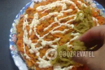 Салат с куриной печенью и солеными огурцами - Шаг 6 Салат с куриной печенью и солеными огурцами - Шаг 6