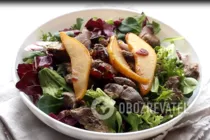 Салат с куриной печенью и грушей - Шаг 5 Салат с куриной печенью и грушей - Шаг 5