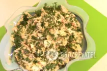 Салат с куриной печенью и грибами - Шаг 8 Салат с куриной печенью и грибами - Шаг 8