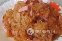 Тушеная капуста с колбасой - Шаг 7 Тушеная капуста с колбасой - Шаг 7