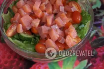 Салат с красной рыбой и листьями салата - Шаг 6 Салат с красной рыбой и листьями салата - Шаг 6