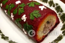 Салат "Шуба" рулетом - Шаг 9 Салат "Шуба" рулетом - Шаг 9
