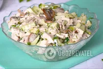 Салат з куркою, грибами і огірком - Крок 8 Салат з куркою, грибами і огірком - Крок 8