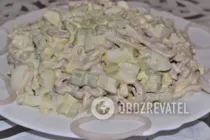 Салат с кальмарами и огурцом - Шаг 7 Салат с кальмарами и огурцом - Шаг 7