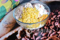 Салат с кальмарами и крабовыми палочками - Шаг 5 Салат с кальмарами и крабовыми палочками - Шаг 5