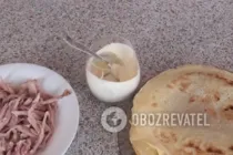 Салат с омлетом и курицей - Шаг 7 Салат с омлетом и курицей - Шаг 7