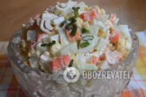 Салат с крабовыми палочками и огурцом - Шаг 7 Салат с крабовыми палочками и огурцом - Шаг 7