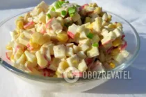 Салат с крабовыми палочками и кальмарами - Шаг 7 Салат с крабовыми палочками и кальмарами - Шаг 7