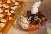 Салат с перепелиными яйцами и курицей - Шаг 9 Салат с перепелиными яйцами и курицей - Шаг 9