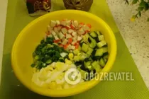 Крабовый салат с рисом - Шаг 5 Крабовый салат с рисом - Шаг 5