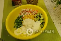Крабовый салат с рисом - Шаг 7 Крабовый салат с рисом - Шаг 7
