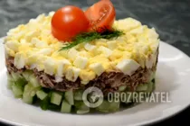 Салат с яйцом, огурцом и тунцом - Шаг 9 Салат с яйцом, огурцом и тунцом - Шаг 9