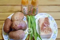 Картопля із салом і часником у духовці - Крок 1 Картопля із салом і часником у духовці - Крок 1