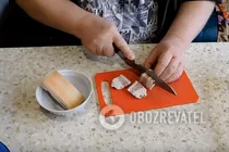 Картошка с салом и луком в духовке - Шаг 1 Картошка с салом и луком в духовке - Шаг 1
