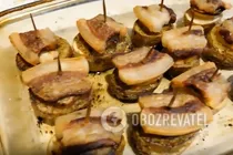Картошка с салом и луком в духовке - Шаг 7 Картошка с салом и луком в духовке - Шаг 7