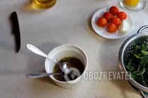 Салат с рукколой и морепродуктами - Шаг 2 Салат с рукколой и морепродуктами - Шаг 2