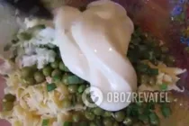 Салат с зеленым горошком и курицей - Шаг 6 Салат с зеленым горошком и курицей - Шаг 6