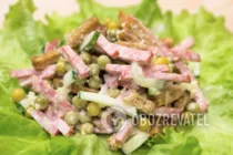 Салат с зеленым горошком и сухариками - Шаг 7 Салат с зеленым горошком и сухариками - Шаг 7