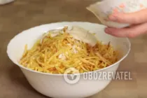 Салат "Гнездо глухаря" с огурцом - Шаг 7 Салат "Гнездо глухаря" с огурцом - Шаг 7