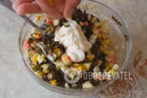 Салат из морской капусты с крабовыми палочками - Шаг 6 Салат из морской капусты с крабовыми палочками - Шаг 6