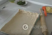 Слоеный пирог с курицей и грибами - Шаг 3 Слоеный пирог с курицей и грибами - Шаг 3