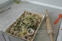 Слоеный пирог с курицей и грибами - Шаг 6 Слоеный пирог с курицей и грибами - Шаг 6