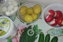 Окрошка на воді з майонезом - Крок 2 Окрошка на воді з майонезом - Крок 2