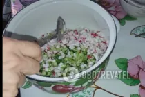 Окрошка на воді з майонезом - Крок 4 Окрошка на воді з майонезом - Крок 4