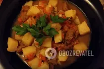 Тушковане м'ясо з картоплею в мультиварці - Крок 7 Тушковане м'ясо з картоплею в мультиварці - Крок 7