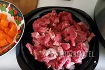 Тушеное мясо с овощами в мультиварке - Шаг 1 Тушеное мясо с овощами в мультиварке - Шаг 1