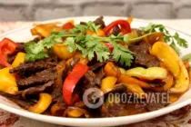 Жареное мясо с болгарским перцем - Шаг 9 Жареное мясо с болгарским перцем - Шаг 9