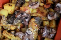Тушеная курица с грибами и картошкой - Шаг 7 Тушеная курица с грибами и картошкой - Шаг 7