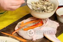 Фарширована курка в духовці - Крок 3 Фарширована курка в духовці - Крок 3