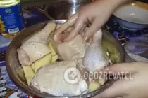 Курка з картоплею в рукаві - Крок 4 Курка з картоплею в рукаві - Крок 4