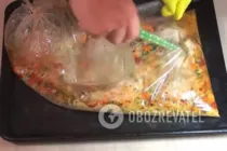 Курица в рукаве с рисом и овощами - Шаг 9 Курица в рукаве с рисом и овощами - Шаг 9