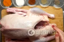 Гусь в рукаве с яблоками и апельсинами - Шаг 1 Гусь в рукаве с яблоками и апельсинами - Шаг 1