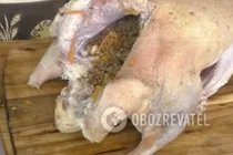 Гусь, фаршированный белыми грибами - Шаг 8 Гусь, фаршированный белыми грибами - Шаг 8