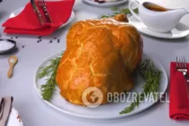 Курица в тесте с сыром и ветчиной - Шаг 8 Курица в тесте с сыром и ветчиной - Шаг 8