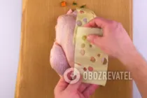 Курица в тесте с сыром и ветчиной - Шаг 4 Курица в тесте с сыром и ветчиной - Шаг 4