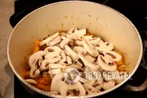 Курка, тушкована з грибами та овочами - Крок 7 Курка, тушкована з грибами та овочами - Крок 7