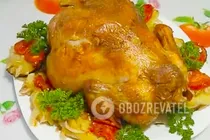 Курица на бутылке со сметаной и овощами - Шаг 7 Курица на бутылке со сметаной и овощами - Шаг 7
