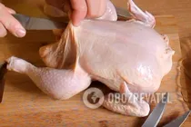 Курица, фаршированная блинами - Шаг 1 Курица, фаршированная блинами - Шаг 1
