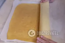Праздничный рулет с кремом - Шаг 4 Праздничный рулет с кремом - Шаг 4