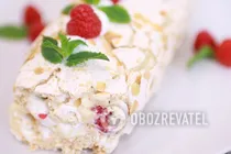Меренговый рулет с малиной и кокосом - Шаг 11 Меренговый рулет с малиной и кокосом - Шаг 11