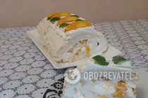 Меренговий рулет з персиками - Крок 13 Меренговий рулет з персиками - Крок 13
