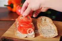 Панини с колбасой - Шаг 4 Панини с колбасой - Шаг 4