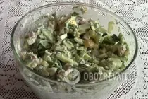 Салат с копченым кальмаром - Шаг 8 Салат с копченым кальмаром - Шаг 8
