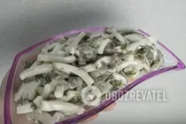 Салат с кальмарами и шампиньонами - Шаг 9 Салат с кальмарами и шампиньонами - Шаг 9