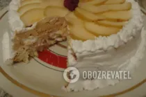 Бісквітний торт з безе і фруктами - Крок 11 Бісквітний торт з безе і фруктами - Крок 11