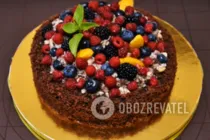 Шоколадный торт с ягодами - Шаг 8 Шоколадный торт с ягодами - Шаг 8